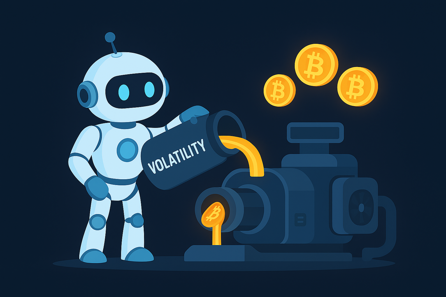 Le robot ATHgrid versant de la Volatilité comme carburant dans une machine qui génère des Bitcoins.